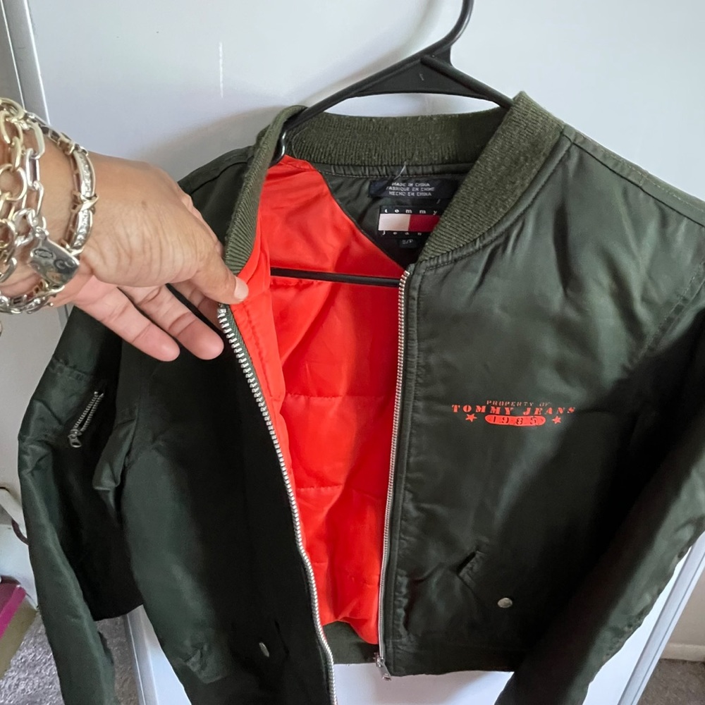 Olive 🫒 Green Tommy Jeans flight  jacket Size Sm